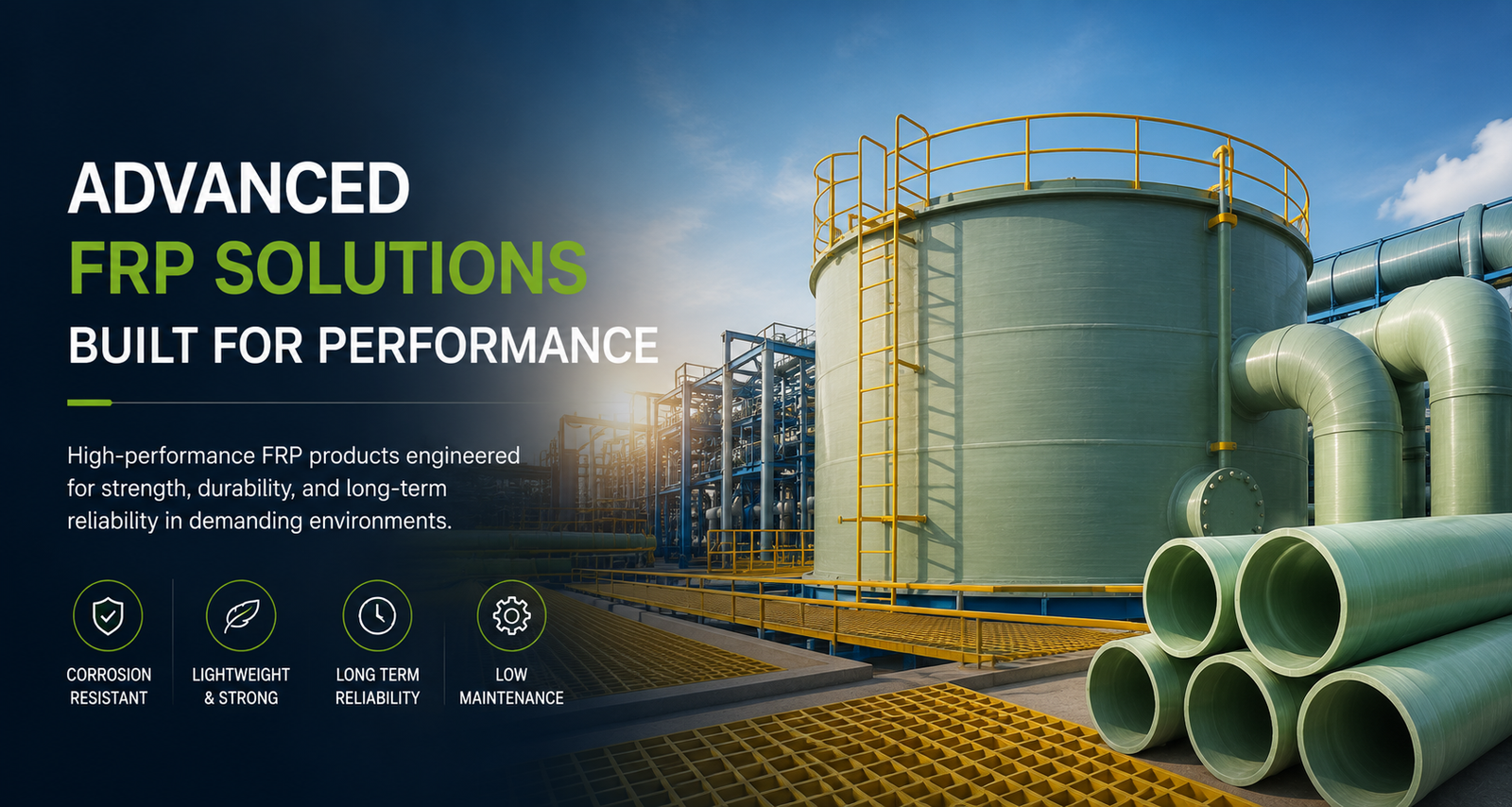 Dual laminated PP FRP Chemical storage tanks.